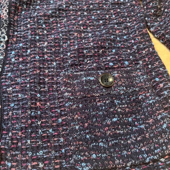 J. Jill Blue Tweeted Blazer Large - Picture 3 of 5